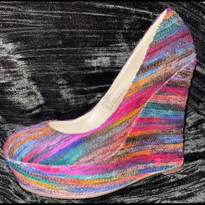 💜💖🧡💙MAGENTA MULTI PLATFORM WEDGE PUMP 9